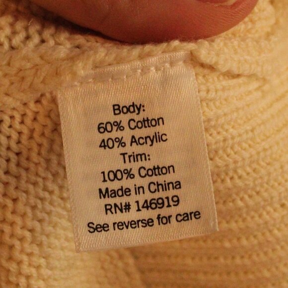 NWT LC Lauren Conrad Cream Women's M Crotchet Knit 3/4 Sleeve Top with Ruffles - Picture 5 of 8